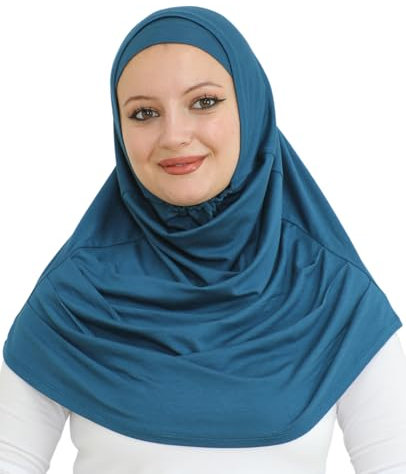 Prien Chic Hijab für Damen, Muslim Kopftuch Untertuch Set, Lange Kopftücher Kleid Frauen, Schal Für Gebetskleidung Abaya, Muslimische Kleider Für Ramadan Hajj (Türkis)