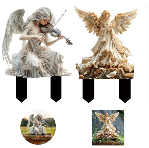 YUEYINGMG Engel Gartenstecker Elfe Gartenstecker Deko Acryl 2D Flach Feenstecker Outdoor Garten Engel Statue Ornamente Engel Pfahl für Topfpflanzen und Garten Hof Rasen Dekorationen