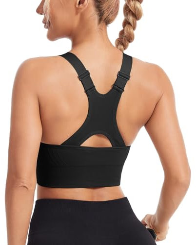 HANERDUN Sport BH Starker Halt Damen Verstellbar Träger Yoga Bra mit Gepolstert Nahtlose Ohne Bügel Breiten Trägern Racerback für Fitness Lauf Joggen