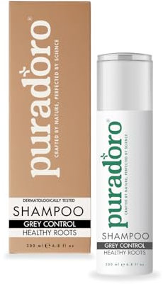 Puradoro Grey Hair Control & Healthy Roots Shampoo - Grey Attack & Blonde Hair Toner, Biotin, Koffein & Indigofera, Kräuteressenz angereichert mit ätherischen Ölen, für Männer & Frauen