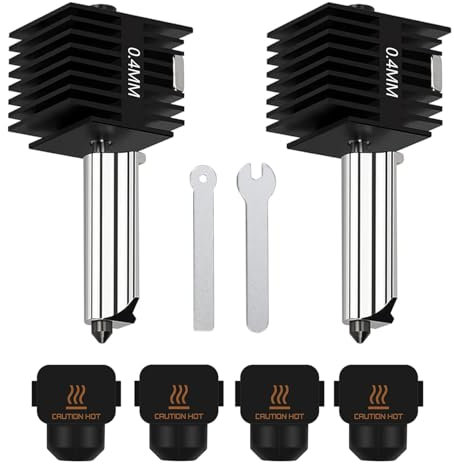 HzdaDeve Lot de 2 têtes d'impression Hotend A1 Mini/A1 Hotend - Mise à niveau à haute température - Buse en acier trempé de 0,4 mm - Avec 4 chaussettes en silicone - Pour imprimante 3D en bambou