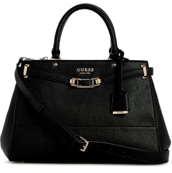 GUESS Damen Silvye Luxury Satchel Ranzen, Schwarz