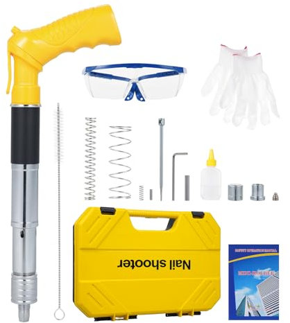 Weytoll Manual Steel Nails Gun Tool Concrete Nail Gun Rivet Tool 5 Speed Adjustable Portable Nail Wall Shooting Machine Fastening Tool for Cement Wall Household Metalworking W