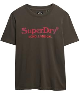 Superdry Damen Locker geschnittenes Venue Metallic T-Shirt Vintage Schwarz 42