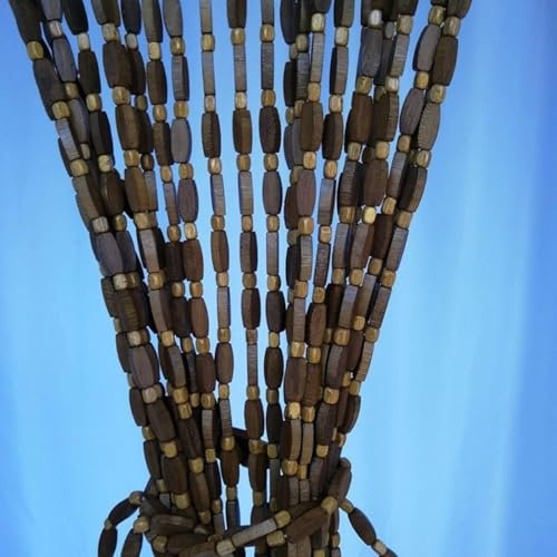 Natural Wooden Door Beaded Curtain Bamboo and Wooden Doorway Beads Hanging String Bead Blind Screen(60 strands-120x240cm)