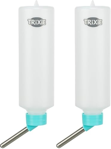 TRIXIE Abreuvoirs pour Petits Animaux - Abreuvoirs en Acier Inoxydable avec Fermeture à Bille - avec Support Fil - 250 ML - diverses Couleurs - Choix aléatoire - 6053 (Lot de 2)
