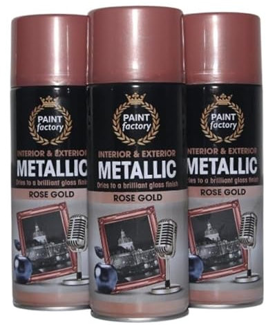 Balaju Height 3X BH Metallic Rose Gold Gloss Spray paint for Interior or Exterior, Wood, Metal, Plastic, Glass, 400ML Each- Pack of 3 (3)