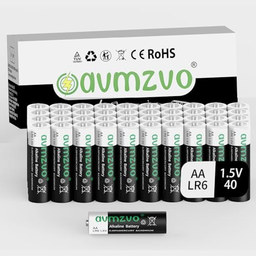 avmzvo AA batterien 40 stück, Batterie Lr6 1,5V, langlebige Power, Alkaline, Leistungsstark, Kann für Spielzeug, Wecker und andere elektronische Geräte verwendet Werden【10 Jahre Garantie】