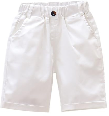 XINYUNZU Short d'été Décontracté en Coton Pour Garçon - Taille Élastique - Couleur Unie - Léger Pour Enfants de 1 à 14 Ans