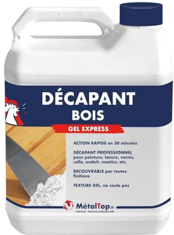 Metaltop - Decapant Bois - 20 L - Spécial peintures, vernis, lasures et vitrificateurs.