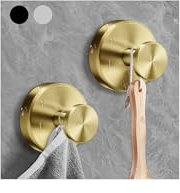 vidonio 2024 New Suction Cup Hooks for Shower,Luxe Hold No-Drill Stainless Waterproof Suction Cup Hooks for Hanging up to 15lbs,Shower Hook for Bathroom,Mounting on Glass Doors-Gold,2PCS