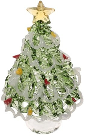 Mobestech Adornos para arboles de Navidad Mini decoración Figura de árbol de Navidad de Cristal Mesa de Pino Estatua del árbol de Navidad árbol de Vacaciones de Cristal Vidrio Verde