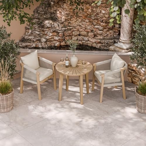 Royalcraft ROMA 80cm Round Sunray Bistro Table with 2 Dining Chairs