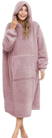 ililmmoe Übergroße Sherpa-Decke mit Kapuze für Damen und Herren, Lange Bequeme Sherpa-Decke, Sweatshirt, zotteliger Pullover, Plüsch, warm, gemütlich, Einheitsgröße