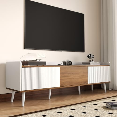 BOSTEU 160CM TV Unit Sideboard 3 Doors TV Stand Table TV Cabinets Living Room Furniture ﻿ (White)