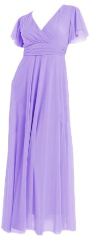VALORIALUXE Abito Lungo Elegante Donna con Maniche Volant e Scollo a V – Vestito da Cerimonia Made in Italy