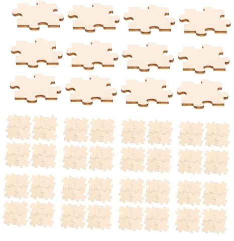 minkissy 50pcs DIY Wooden Blank Puzzle Pieces for Painting Crafts and Custom Jigsaw Art Projects Unfinished Wood Blocks for Creative Home Decor and Gift Making
