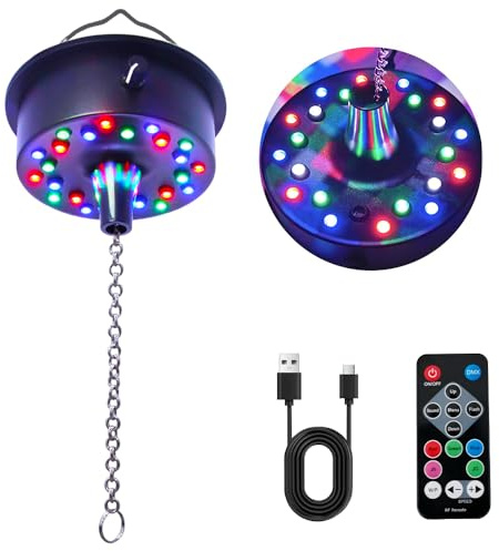 SGZIOO Disco Ball Motor Light with Remote, Mirror Ball Motor Battery Operated, Remote Adjustable Speed with 30 RGB Led Light for 6 8 12 20 Disco Balls(Not Included), Parties, Home, Weddings,Christmas