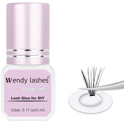 Clear Eyelash Extension Glue Strong Waterproof Lash Glue,2-3 Sec Drying,Long-Lasting,Wendy Lashes Bond(clear-glue-5ml)