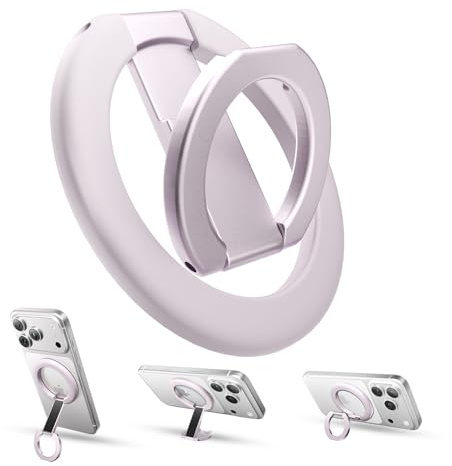 tounee Double-Sided Magnetic Phone Ring Holder Compatible with MagSafe, N52 Strong Magnet Grip & Foldable Kickstand for Gym Rack, Fridge, Fits iPhone 17 16 15 14 Pro Max (Purple)