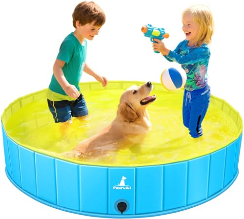 Pourbibi Piscina Per Cani Grandi, Vasca Da Bagno Pieghevole Per Cani, Antiscivolo, Piscina Per Bambini E Cani, 120 X 30 Cm