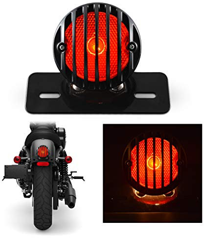 TUINCYN Red Motorrad Rücklicht Mit Kennzeichenhalter Schwarz Heavy Duty Motorrad 12 V Blinker Blinker Lichter Bremsstopp Lauflicht