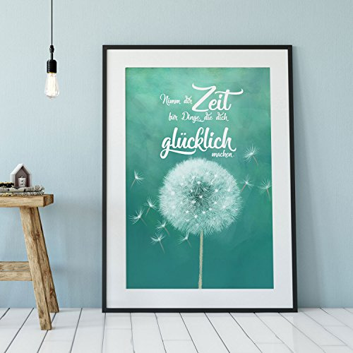 ilka parey wandtattoo-welt A4 Print Pusteblume mit Spruch Zitat Poster Plakat Druck Motto Nimm dir Zeit... p110