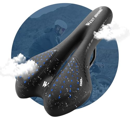 LuTuo Bequemer Fahrradsattel Herren Damen, weich Gel Fahrradsitz, Hohl Ergonomisch Sport Tourensattel Gepolstert für Mountainbike Rennrad BMX Dirt MTB City E Bike (blau)