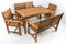 Avanti Trendstore - Furni - Gartenset 5-teilig aus Hartholz Teak, 1 Tisch (Maße: BHT 135x73,5x75 cm), 2 Stühle (Maße: BHT 61x88x62 cm), 2 Bänke (Maße: BHT 120x88x62 cm)