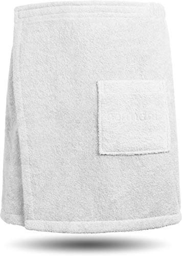 normani Herren Saunakilt aus 100% Bio-Baumwolle Saunatuch 160x50 cm Saunahandtuch für Männer Farbe Weiß Größe 160 cm x 50 cm