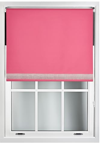 FURNISHED Verdunkelungsrollos mit Diamante-Kante – Verdunkelungsrollo mit Thermischer Stoffisolierung und Dekorativem Diamante-Glitzerbesatz, Fuchsie Bis zu 90W x 165L cm