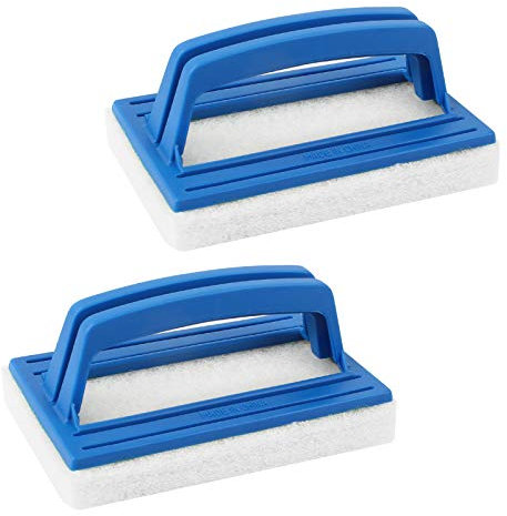 Yangfei 2 Stück Pool Schwamm Bürsten, Poolbürste Poolreinigung Handschrubbe Schwimmbad Bürste mit Griff Teich Bürste Reinigungszubehör Geeignet zum Reinigen von Schmutz und Moos(Blau)