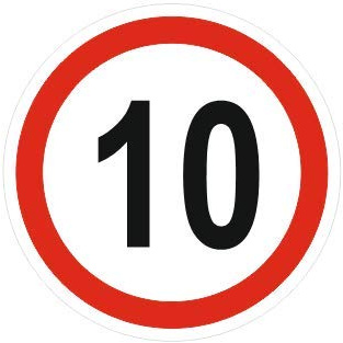 Generico 1 adesivo – Velocità massima ammissibile 10 km/h (R62/n. 10) W (10 x 10 cm).