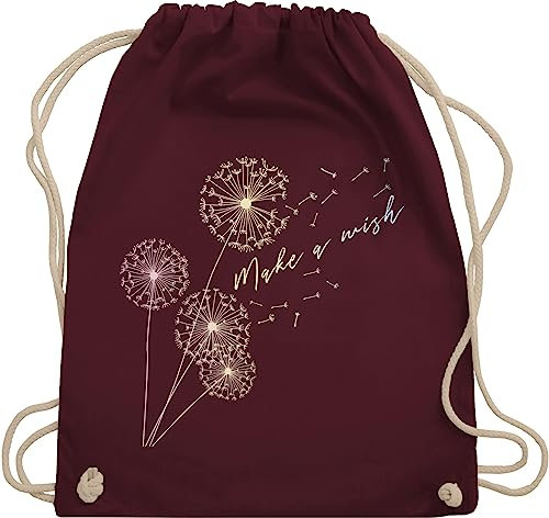 Turnbeutel Rucksack - Sprüche Statement - Pusteblume Flower - Unisize - Bordeauxrot - beutel mit blumenmuster statements wish stoffrucksack damen floral sprüchen wish. stoffbeutel groß blumen
