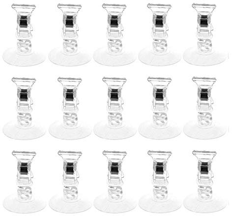 Oneroomone 15 piezas Clip de Ventosa, Ventosa de 45 mm con Clip, Clip de Ventosa de Plástico PVC, para Publicidad, Negocios, Tarjetas, Tienda, Soporte para Carteles, Nevera, Acuario, Baño
