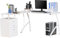 HOMCOM L-Shaped Computer Desk Table with Storage Drawer Home Office Corner Industrial Style Workstation for A4 Files 143.5 x 143.5 x 76cm, White