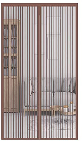 GOUER Zanzariera Magnetica per Porte 160x250cm Magnetico Pieghevole Tenda Magneti Punch Gratuito Camerette per Bambini, Marrone
