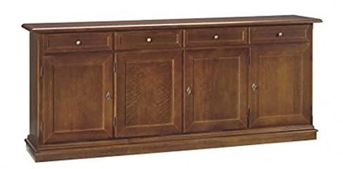 Mar.c.a. Design - Sideboard für Wohnzimmer, Dunkles Pappelholz, Walnussholz, elegant, Shabby Chic, Sideboard Kunst, Wohnzimmer mit 4 Türen, hergestellt in Italien – Maße: 205 x 42 x 86 cm.