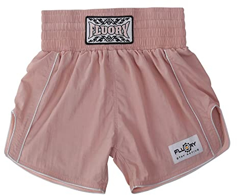 FLUORY Muay Thai Shorts – Simple & Stylish Boxing Shorts, Soft Smooth Nylon, Ideal for Fighting & Workout(Pink)