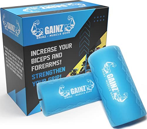 GainZ Dicke Griffe - Adapter für: Langhantel, Dumbell, Bizepstraining, Bodybuilding, Wasserkocher und Anti-Rutsch, Paar (2 Stück)