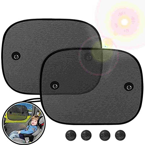 Sonnenschutz Auto Baby 2 Stück Universelle Sonnenblende Auto Baby mit UV Schutz Seitenscheibe Universelle Auto Sonnenschutz mit Saugnäpfen für Baby, Kinder, Haustiere. 44x36cm.