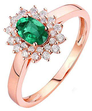 Dsnyu 18K Rosegold Eheringe Frauen Weissgold 0.5ct Labor Erstellt Smaragd Moissanite Ringe Verlobung Weißgold 45 (14.3)