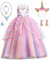 Robe Princesse Fille, Licorne Déguisement avec Collier, Robe Princesse Bébé Enfant, Déguisement Licorne Enfant pour Anniversaire Fête Mariage Halloween Carnaval Cosplay Costume (120)