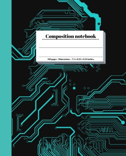 Motherboard graph Composition notebook: Colorful Wide-Ruled Lined Paper Journal, Paperback : 120 pages / Dimensions : 7.5 x 0.25 x 9.25 inches.