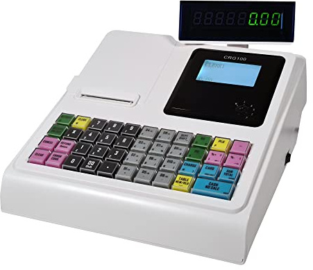 CRG100 Cash Register Till. Ideal for Retail or Hospitality. Simple to Setup and Operate. Extensive Features Such as Cashiers, permissions, tabs/Tables, VAT, Receipt Header info. (White, No Drawer)