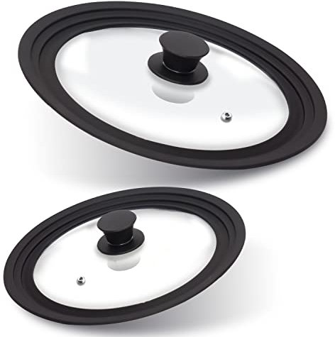Anaeat Silikon-Universaldeckel für Töpfe, Pfannen und Pfannen – Abdeckung aus gehärtetem Glas mit hitzebeständigem Silikonrand, passend für alle Kochgeschirr mit einem Durchmesser von 18 cm bis 30 cm