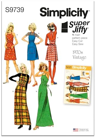 SIMPLICITY SS9739A Misses' Back-Wrap Dress and Jumper in Two Lengths A (XS-S-M-L-XL)