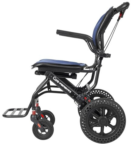 Care-Parents®,Fauteuil Roulant Pliable Lèger,Aluminium, Ergonomie, Marque européenne,Dossier Pliable et Divisible, Chaise Roulante Handicapé, Fauteuil Roulant Adulte