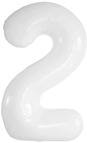 Vthoviwa 40 Zoll/18 Farbens Luftballon Zahlen 2 Weiß, Luftballon 2. Geburtstag Foil Ballon, 0123456789,10-19,20-25,30,40,50,60,70,80,90, Folienballon 2 Party Dekoration Helium Unterstützen