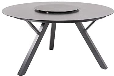Edenjardi Mesa de Exterior, Redonda 135 cm, Color Antracita, Cristal Templado